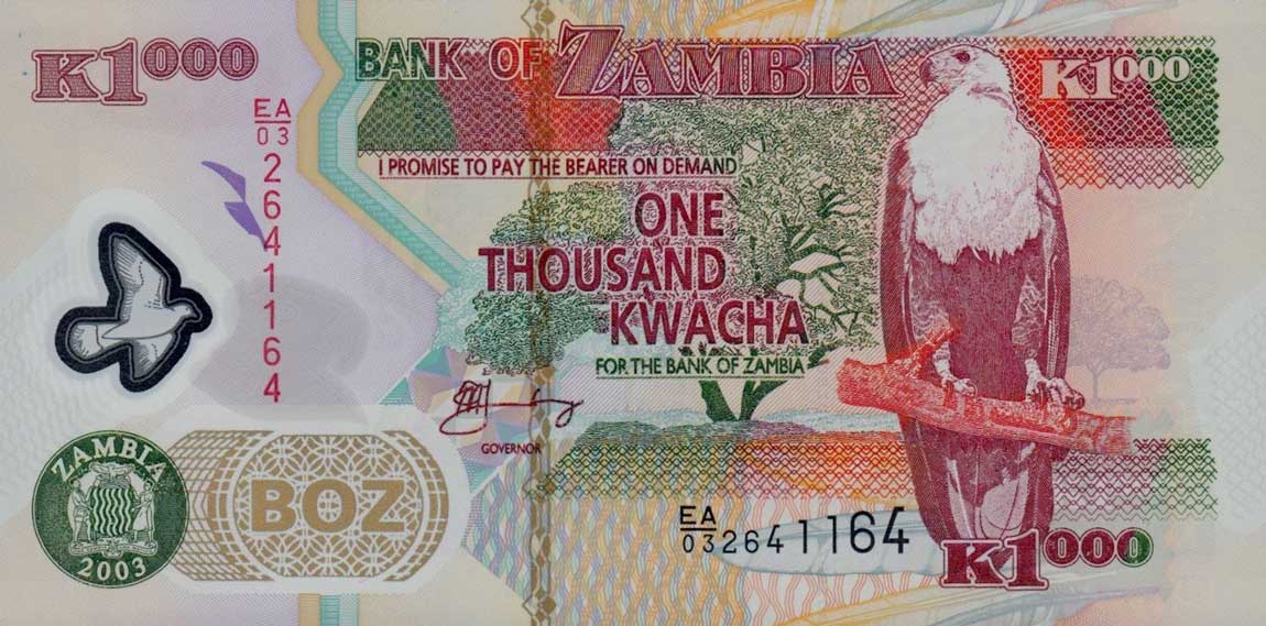 Front of Zambia p44b: 1000 Kwacha from 2003