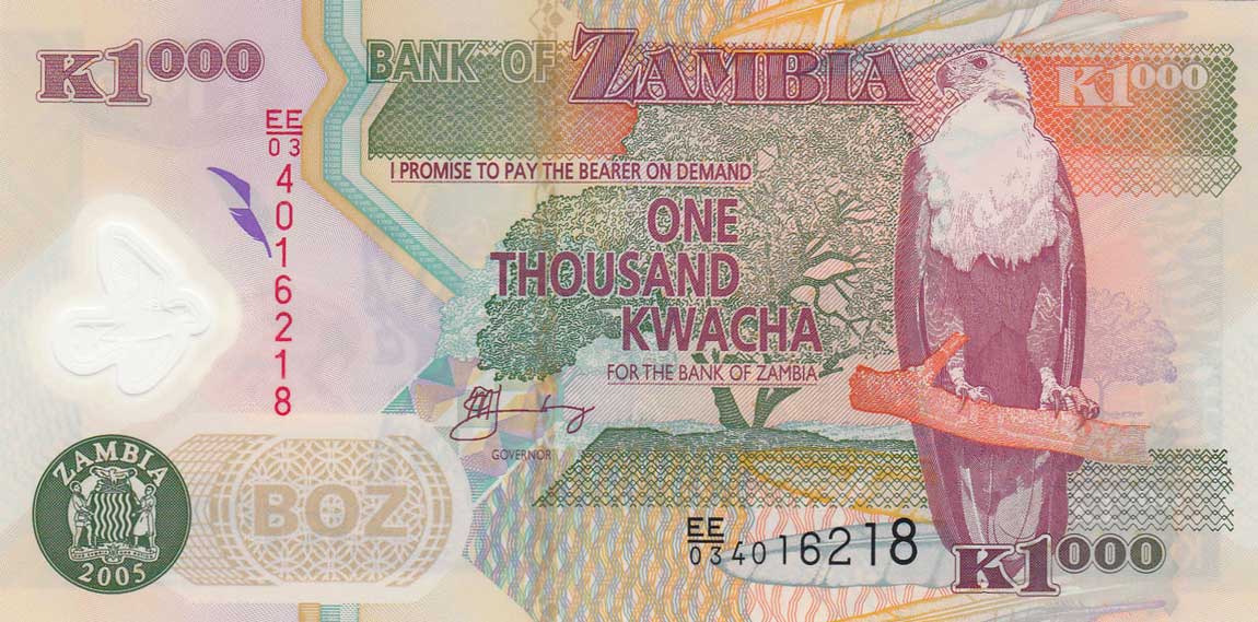 Front of Zambia p44d: 1000 Kwacha from 2005