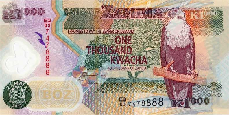 Front of Zambia p44h: 1000 Kwacha from 2011