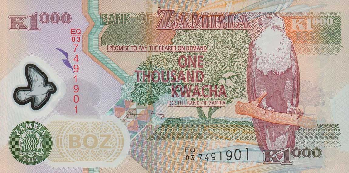 Front of Zambia p44i: 1000 Kwacha from 2012