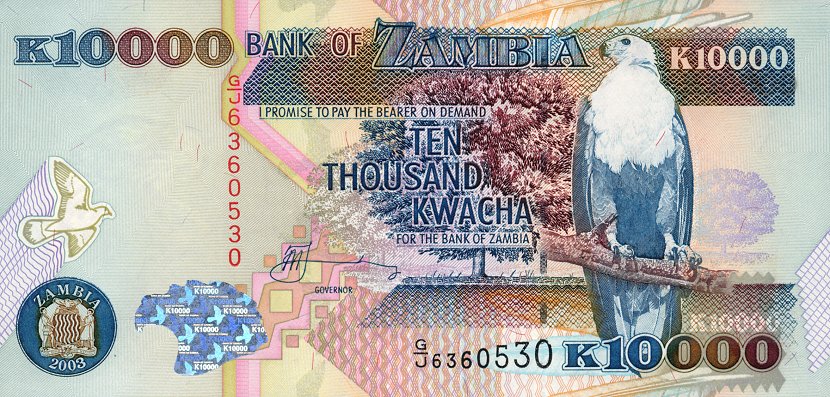 Front of Zambia p46a: 10000 Kwacha from 2003