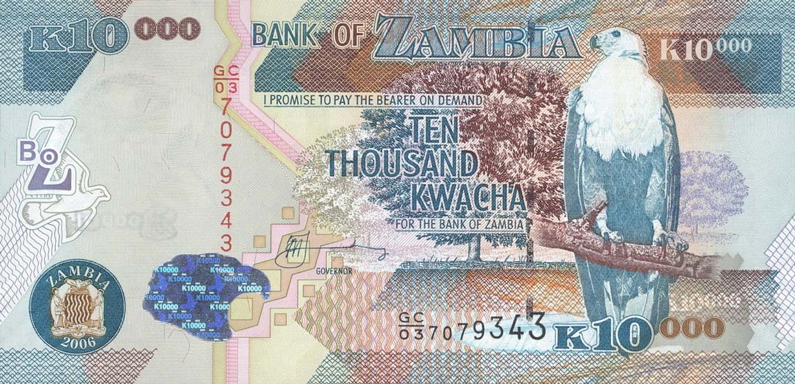Front of Zambia p46c: 10000 Kwacha from 2006