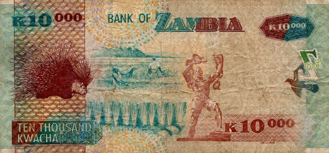 Back of Zambia p46d: 10000 Kwacha from 2007