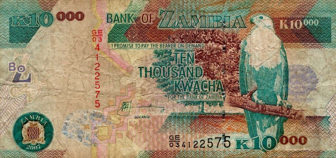 Front of Zambia p46d: 10000 Kwacha from 2007