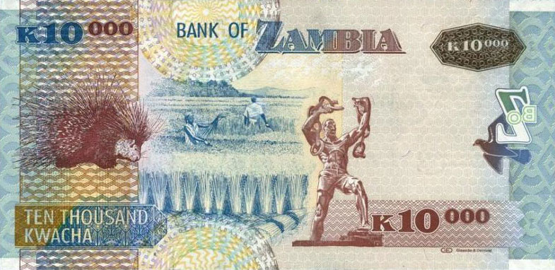 Back of Zambia p46e: 10000 Kwacha from 2008