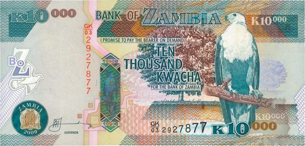 Front of Zambia p46f: 10000 Kwacha from 2009