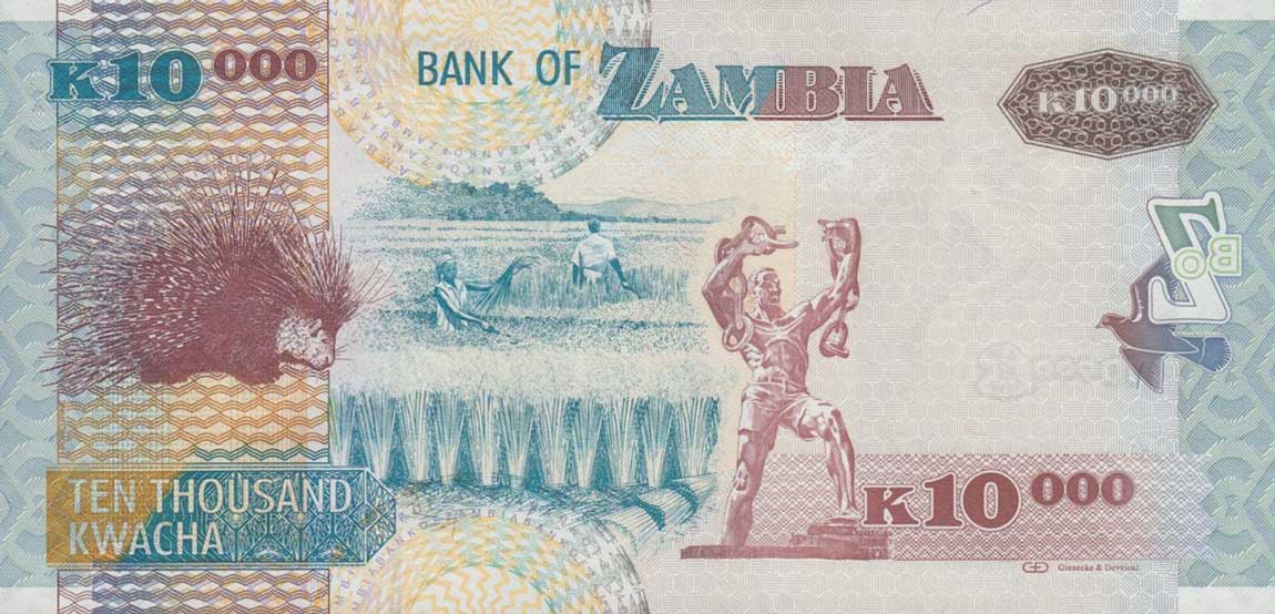 Back of Zambia p46h: 10000 Kwacha from 2012