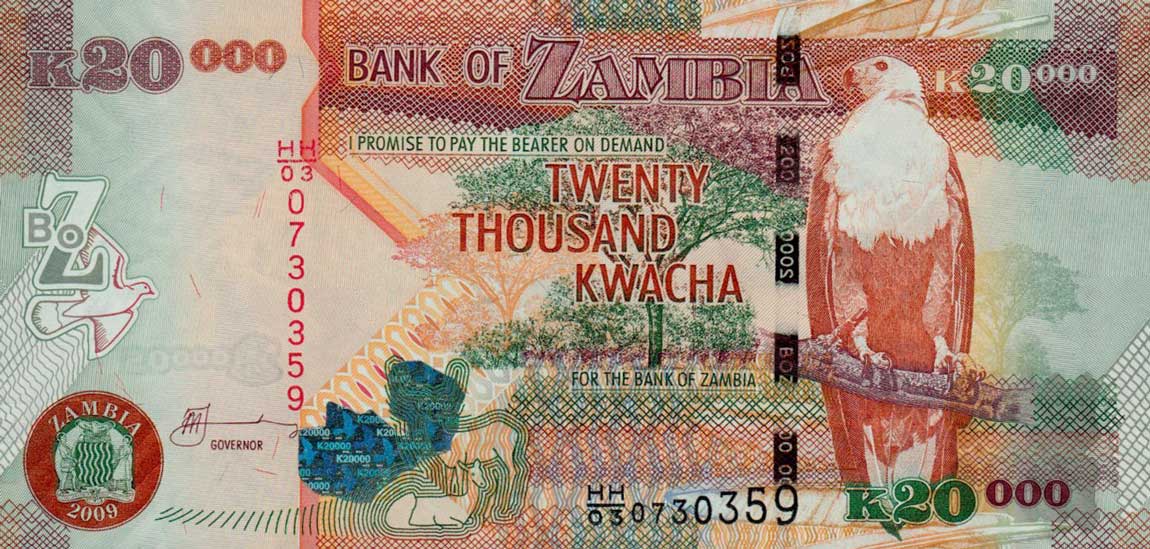 Front of Zambia p47e: 20000 Kwacha from 2009