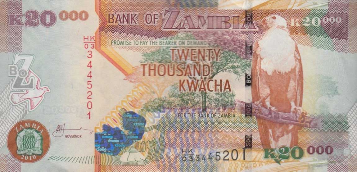 Front of Zambia p47f: 20000 Kwacha from 2010