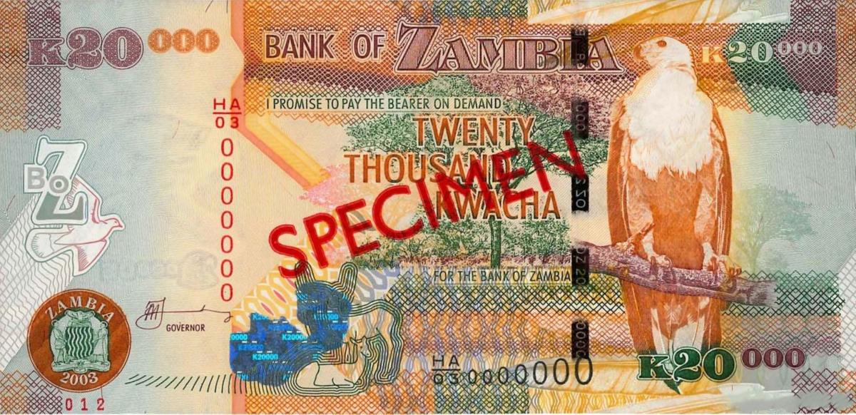 Front of Zambia p47s: 20000 Kwacha from 2003