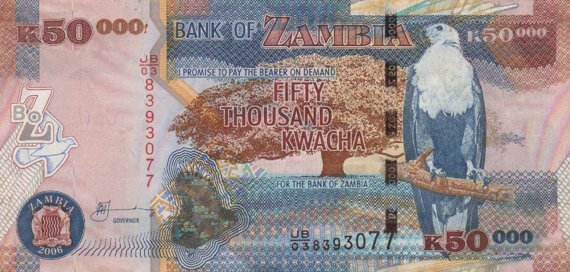 Front of Zambia p48b: 50000 Kwacha from 2006