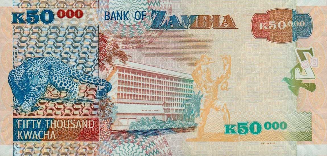 Back of Zambia p48c: 50000 Kwacha from 2007