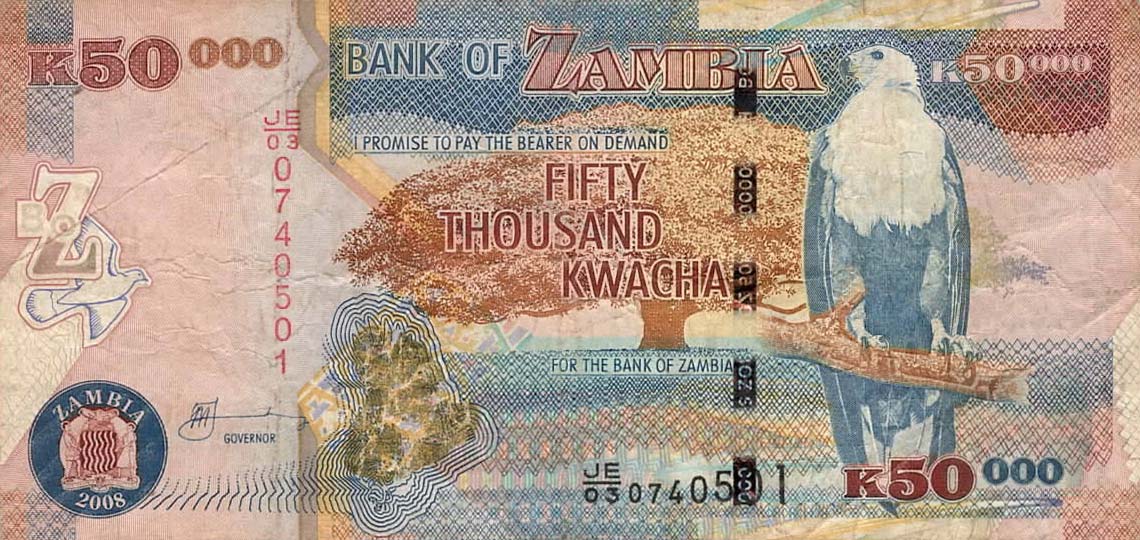 Front of Zambia p48d: 50000 Kwacha from 2008