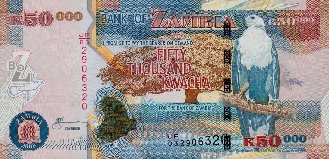 Front of Zambia p48e: 50000 Kwacha from 2009