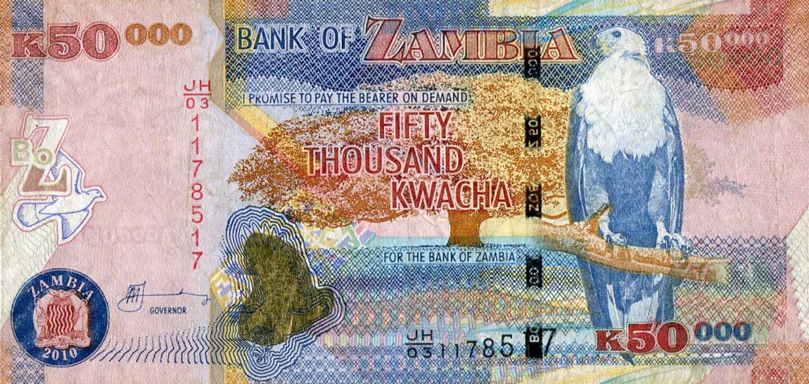 Front of Zambia p48f: 50000 Kwacha from 2010