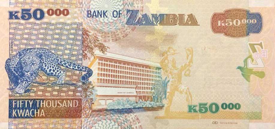 Back of Zambia p48g: 50000 Kwacha from 2011