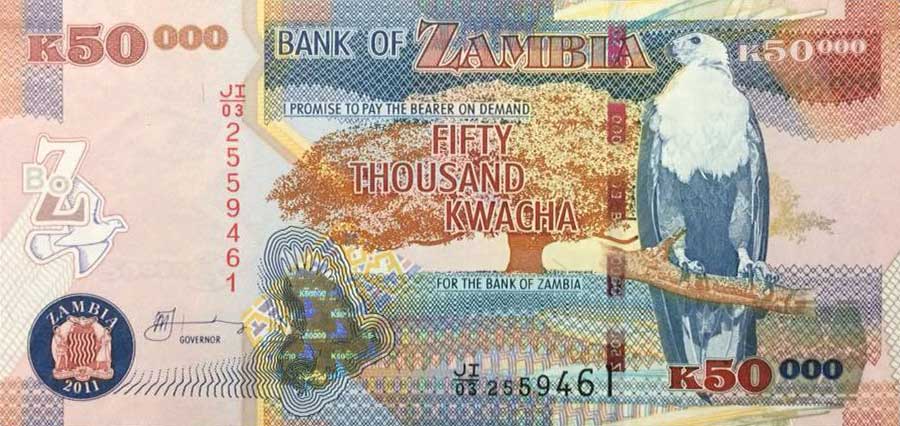 Front of Zambia p48g: 50000 Kwacha from 2011