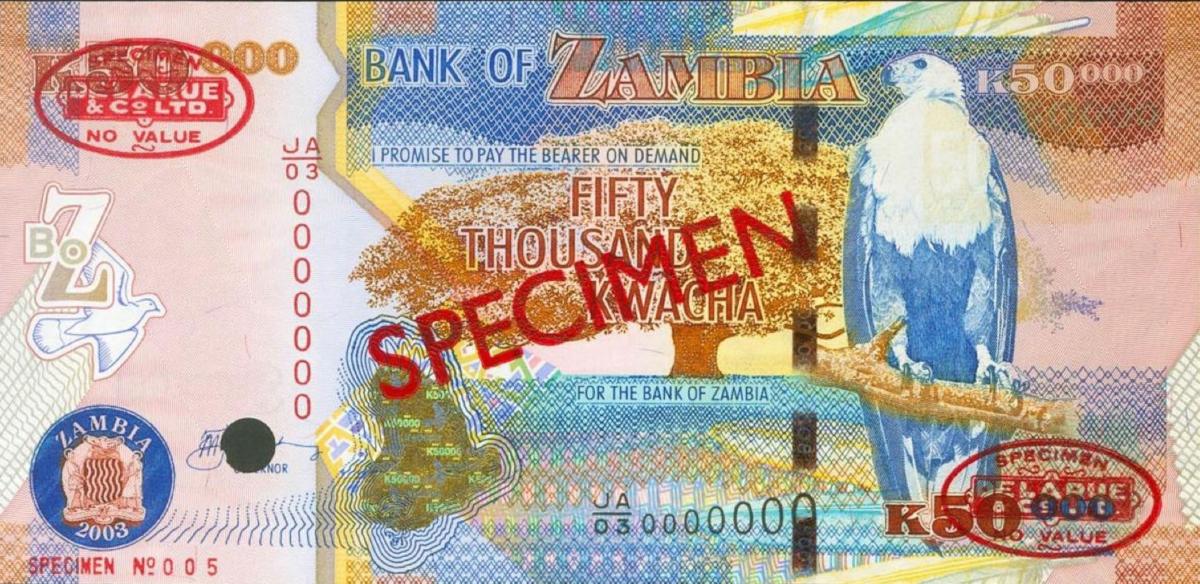 Front of Zambia p48s: 50000 Kwacha from 2003