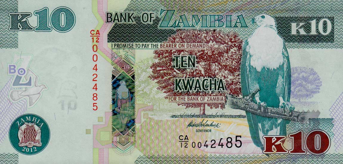 Front of Zambia p51a: 10 Kwacha from 2012