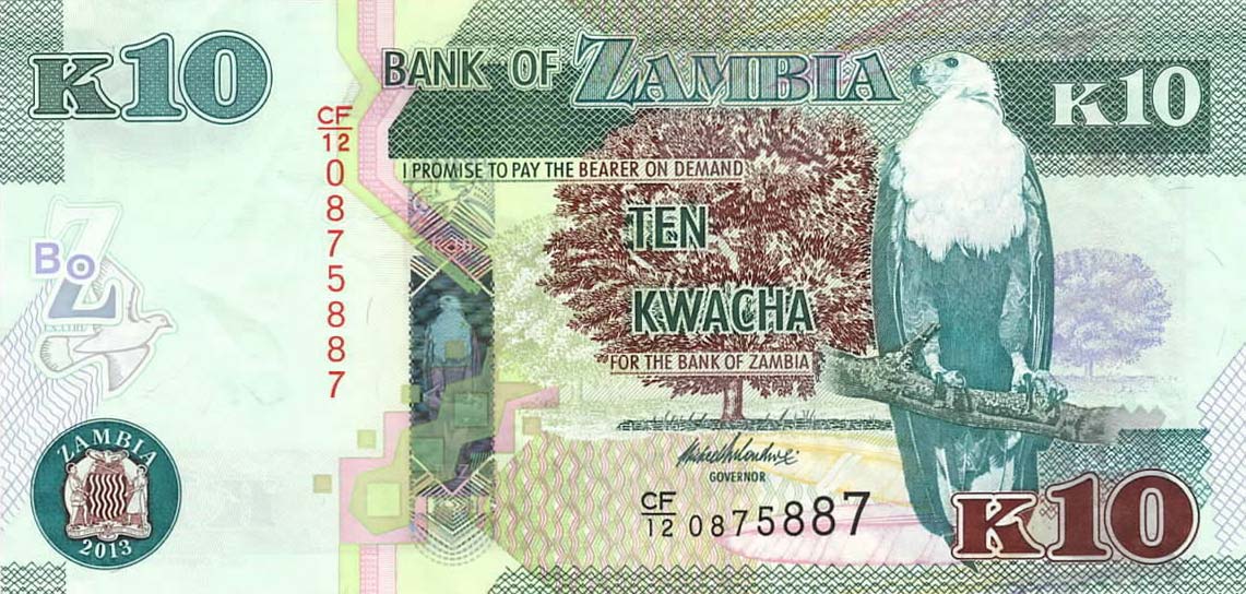 Front of Zambia p51b: 10 Kwacha from 2013