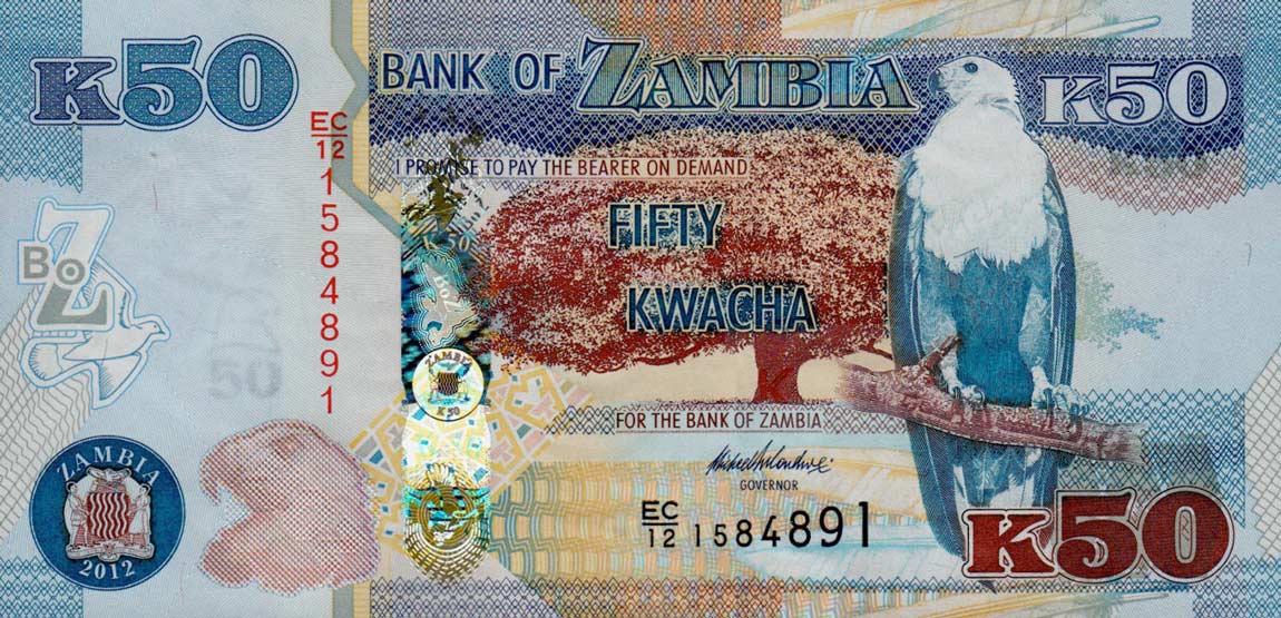 Front of Zambia p53a: 50 Kwacha from 2012