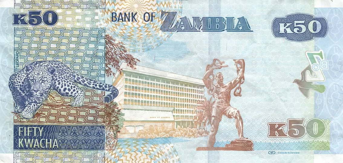 Back of Zambia p60b: 50 Kwacha from 2018