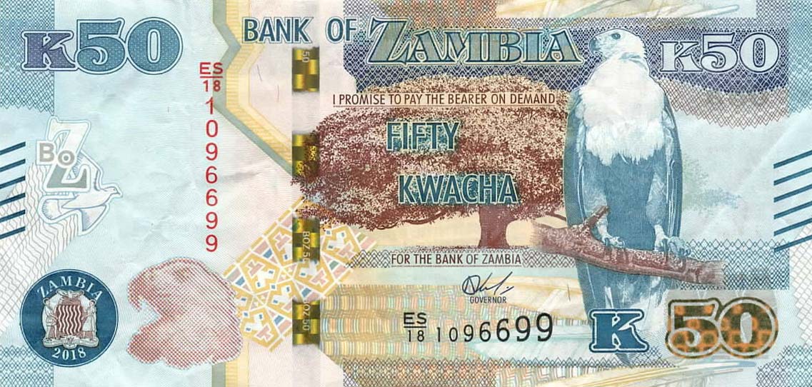 Front of Zambia p60b: 50 Kwacha from 2018