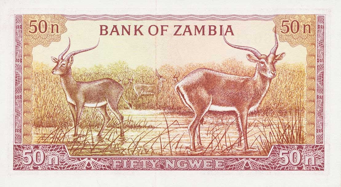 Back of Zambia p9b: 50 Ngwee from 1969