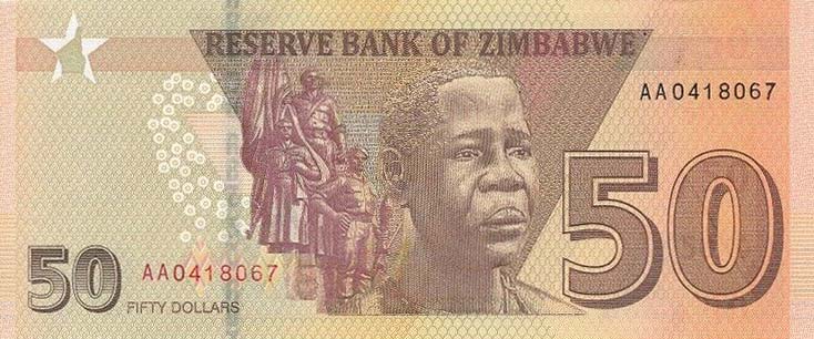 Back of Zimbabwe p105: 50 Dollars from 2020