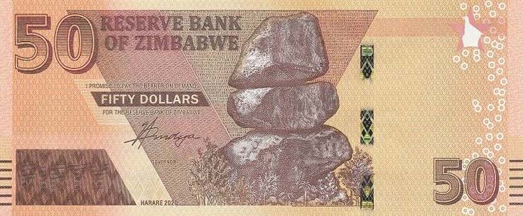 Front of Zimbabwe p105: 50 Dollars from 2020