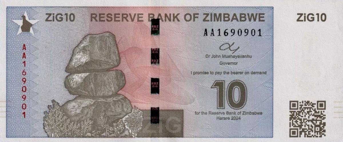 Front of Zimbabwe p110a: 10 ZiG from 2024