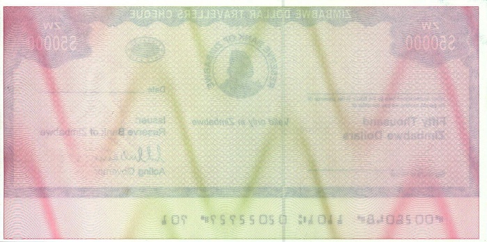 Back of Zimbabwe p19: 50000 Dollars from 2003