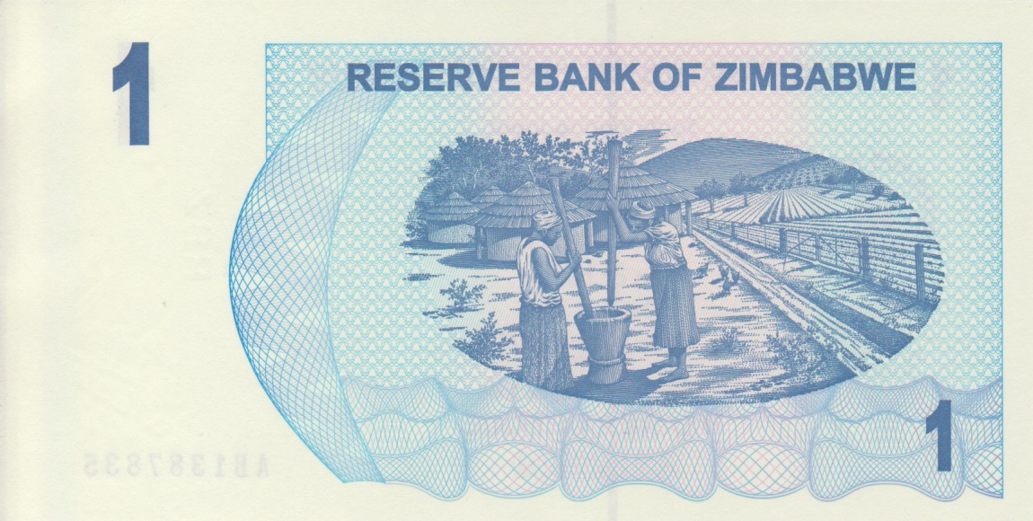 Back of Zimbabwe p37: 1 Dollar from 2006