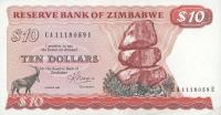 Gallery image for Zimbabwe p3d: 10 Dollars from 1983