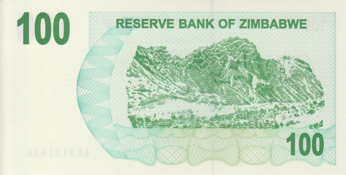 Back of Zimbabwe p42: 100 Dollars from 2006