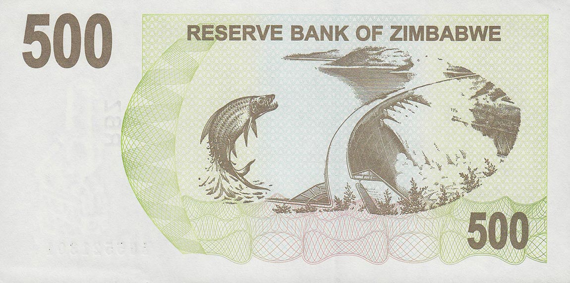 Back of Zimbabwe p43: 500 Dollars from 2006