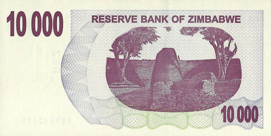 Back of Zimbabwe p46b: 10000 Dollars from 2006