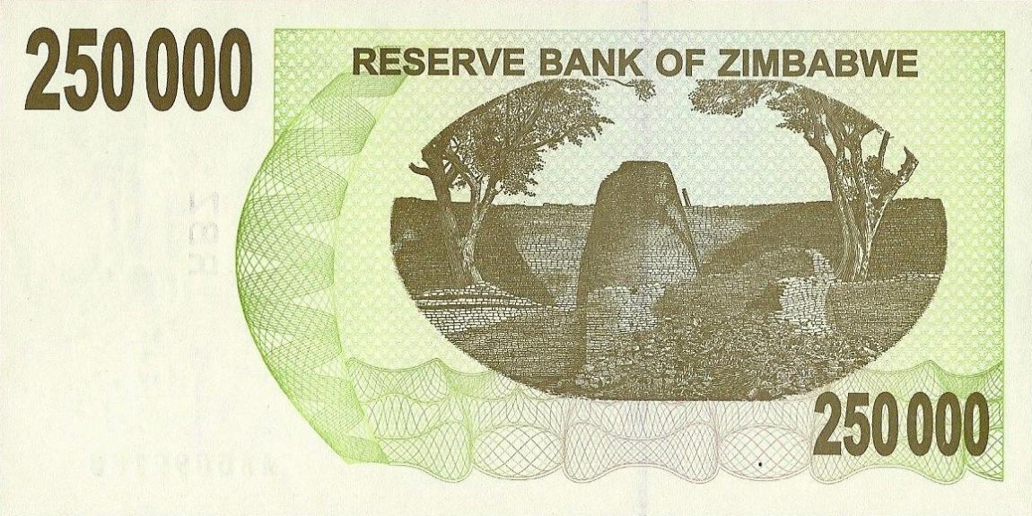 Back of Zimbabwe p50: 250000 Dollars from 2007