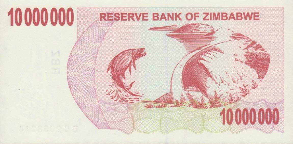 Back of Zimbabwe p55b: 10000000 Dollars from 2008