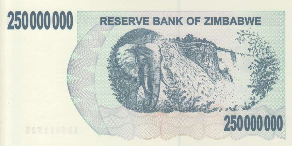 Back of Zimbabwe p59: 250000000 Dollars from 2008