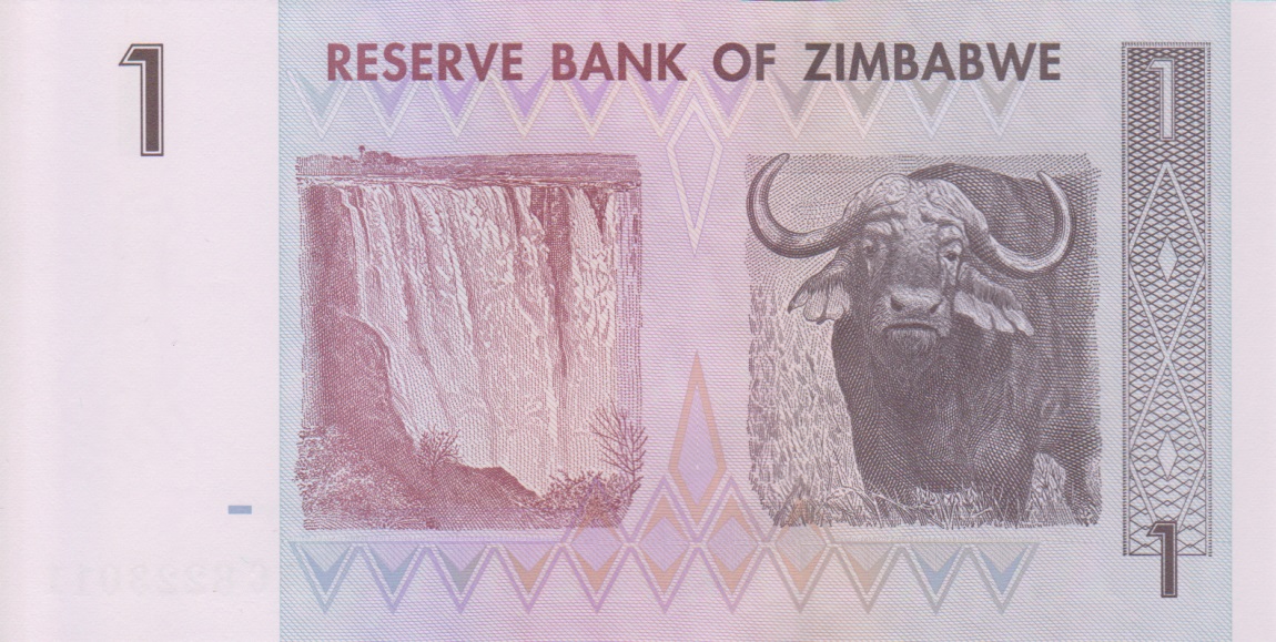 Back of Zimbabwe p65a: 1 Dollar from 2007