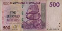 Gallery image for Zimbabwe p70r: 500 Dollars