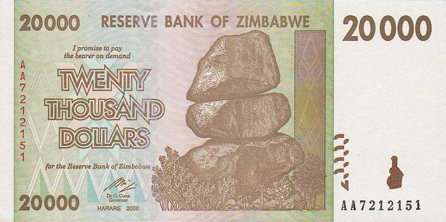 Front of Zimbabwe p73b: 20000 Dollars from 2007