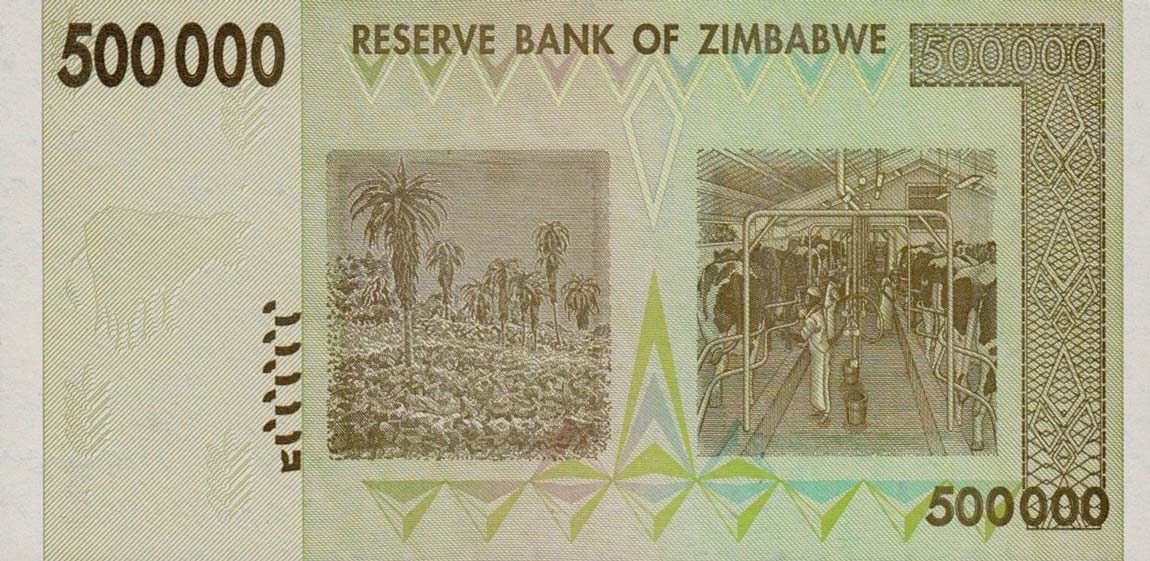 Back of Zimbabwe p76b: 500000 Dollars from 2008