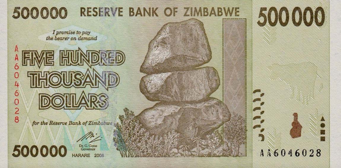 Front of Zimbabwe p76b: 500000 Dollars from 2008