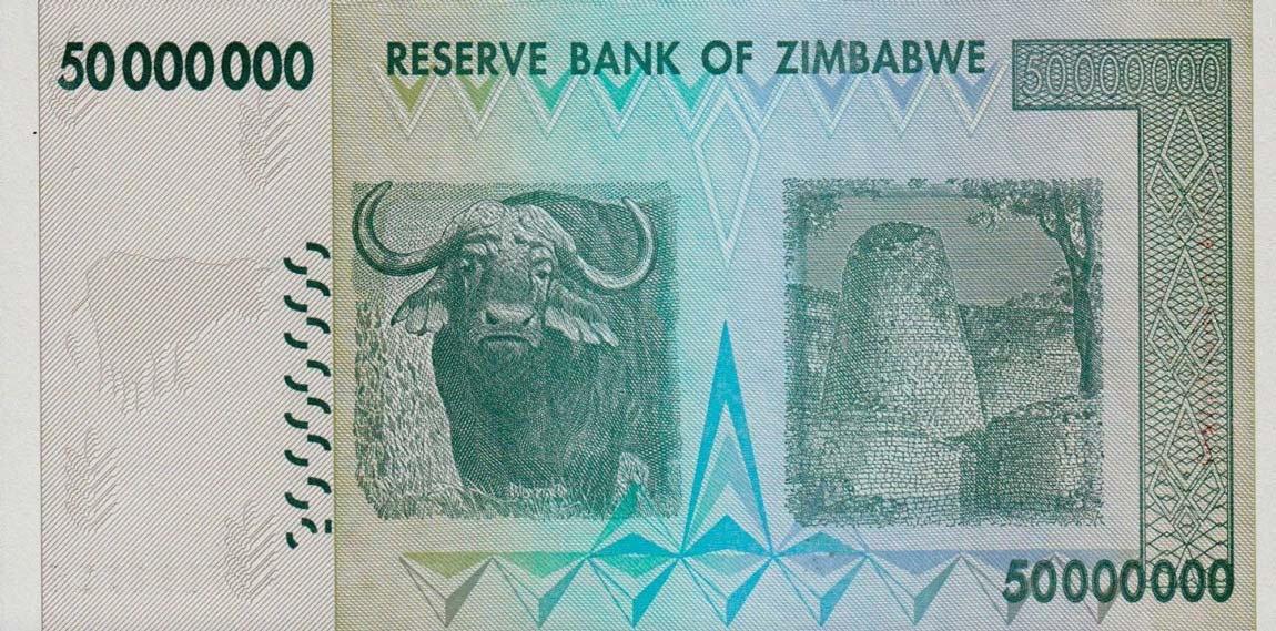 Back of Zimbabwe p79a: 50000000 Dollars from 2008