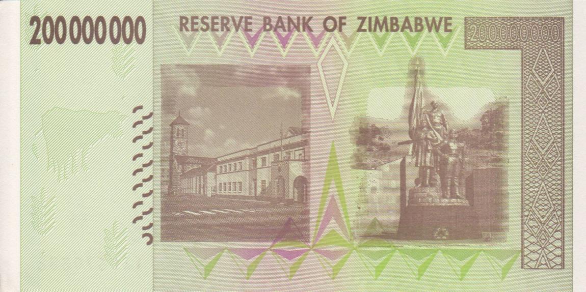 Back of Zimbabwe p81: 200000000 Dollars from 2008