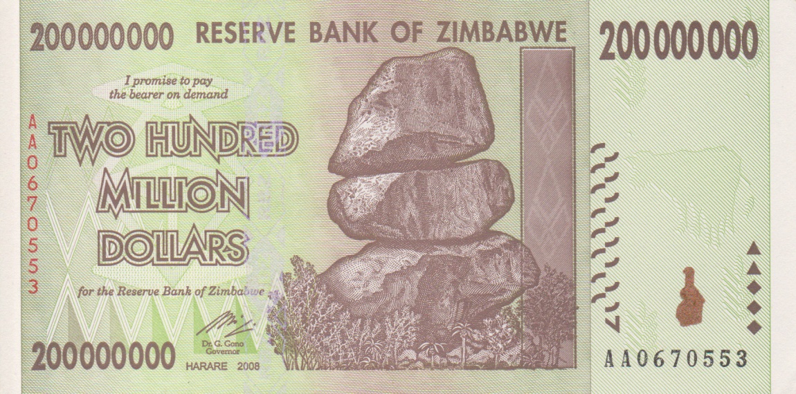 Front of Zimbabwe p81: 200000000 Dollars from 2008