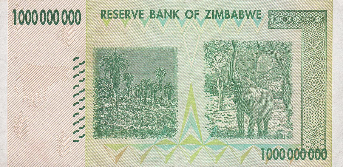 Back of Zimbabwe p83: 1000000000 Dollars from 2008