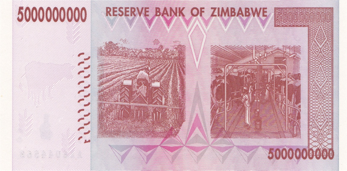 Back of Zimbabwe p84: 5000000000 Dollars from 2008